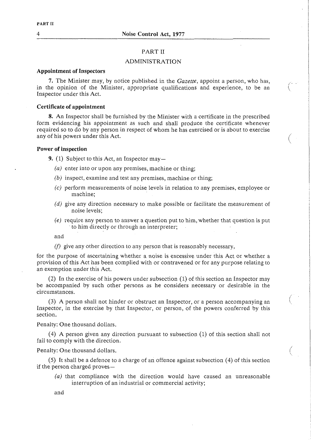 Noise Control Act 1977 (SA) Jade